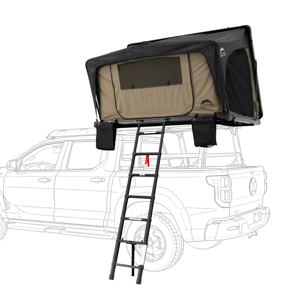 Rooftop Tent WildLand | Desert Cruiser V2 130 - Hard Shell Roof Top Tent with Solar Panel for All Vehicles