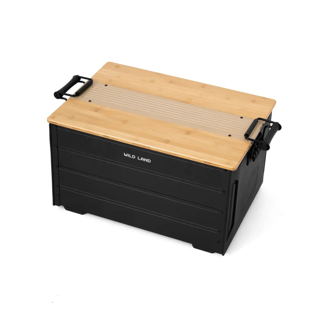 48L Aluminum Camping Storage Box | Collapsible & Compact Design | Bamboo Lid | Heavy-Duty 100kg Ammo-Box Style